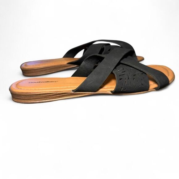 Avenue Women's Wide Fit Black Cloudwalker Judy Slip-on Slide Sandals Size 12W - Picture 4 of 8